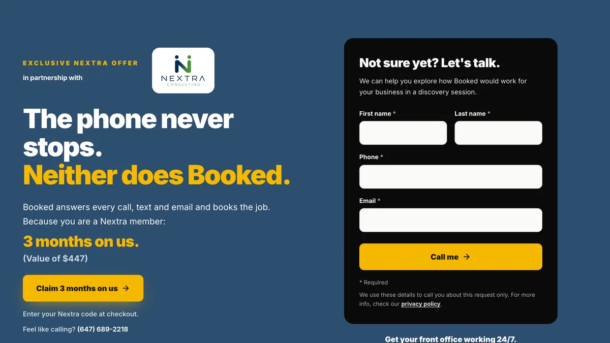 The offer Booked built with Nextra Consulting